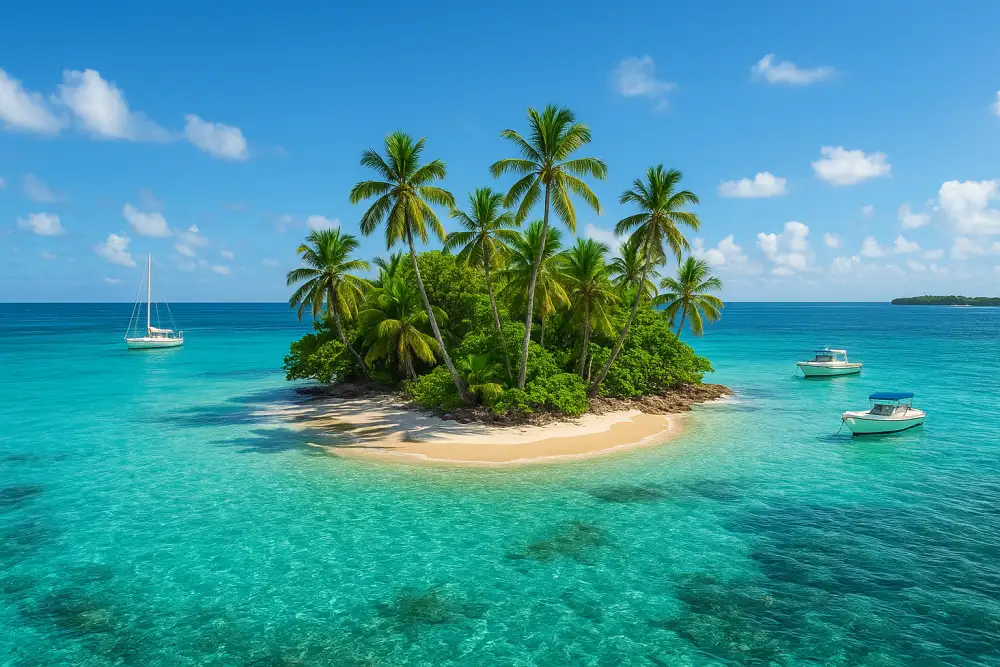 Cayo Levantado (Isla Bacardí) en Samaná - islote caribeño con palmeras y mar turquesa