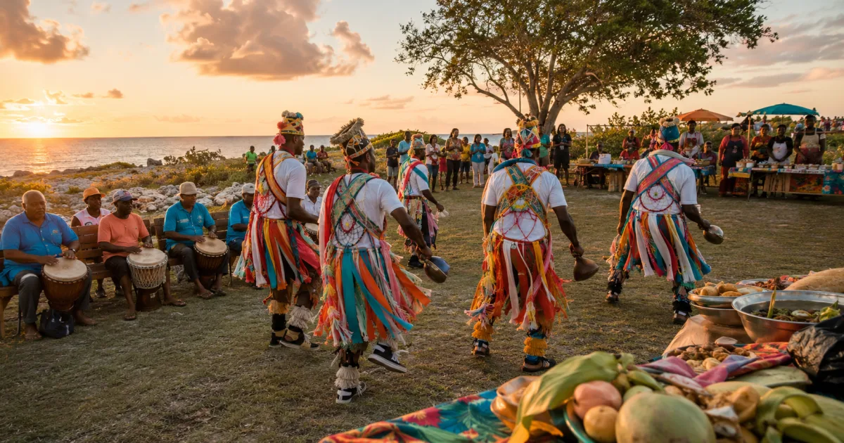 Festival cultural Goombay junto al mar en Inagua al atardecer