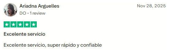 Reseña de cliente en Trustpilot