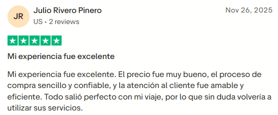 Reseña de cliente en Trustpilot
